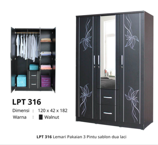 Lemari Pakaian 3 Pintu 316W